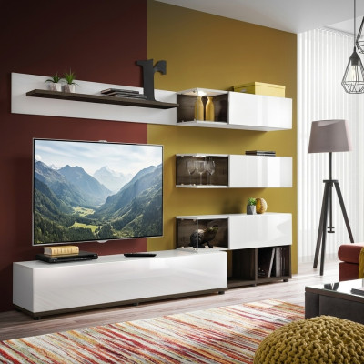 Mueble de pared estante de diseño soporte de TV estante sala de estar decoración de madera