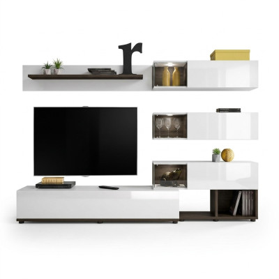 Mueble de pared estante de diseño soporte de TV estante sala de estar decoración de madera