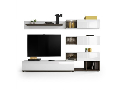 Mueble de pared estante de diseño soporte de TV estante sala de estar decoración de madera