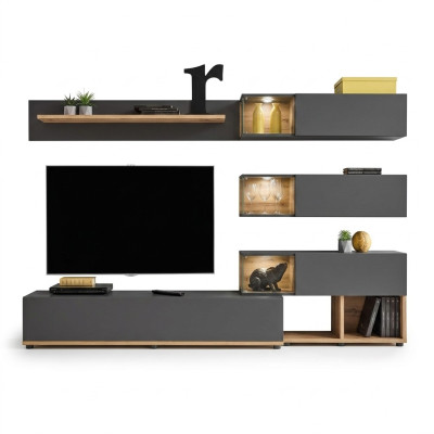 Mueble de salón de lujo estante de pared estante de sala de estar soporte de TV moderno diseño de madera diseñador.