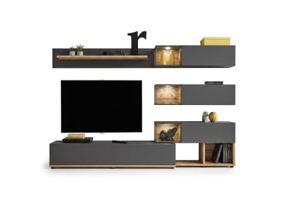 Mueble de salón de lujo estante de pared estante de sala de estar soporte de TV moderno diseño de madera diseñador.