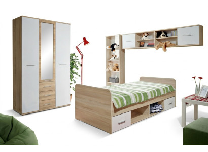 Set de habitación infantil Cama Mesita de noche Armario de diseñador Moderno Mobiliario de 4 piezas