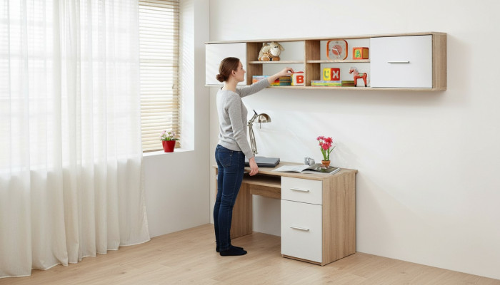 Estante de pared Dormitorio Estante Lujo Madera Mobiliario Habitación juvenil Nuevo Muebles
