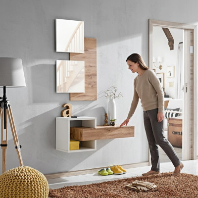 Conjunto de diseño de muebles de 4 piezas para la entrada. Moderna estantería de pared de diseño. Muebles nuevos.