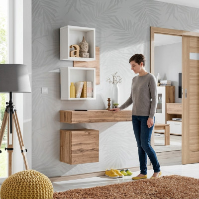 Conjunto de entrada moderno de 4 piezas con estantes de pared y armario nuevo