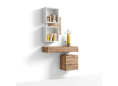 Conjunto de entrada moderno de 4 piezas con estantes de pared y armario nuevo