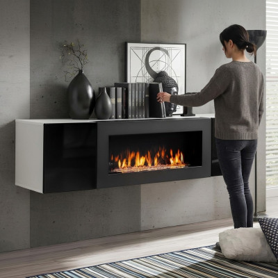 Armario de diseño para salón con chimenea muebles de madera moderna