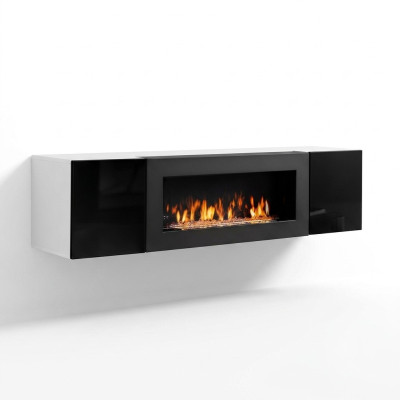 Armario de diseño para salón con chimenea muebles de madera moderna