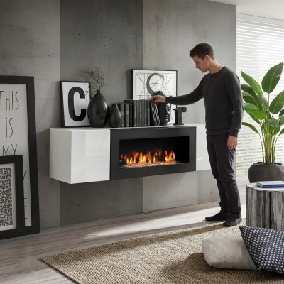 Armario de lujo empotrado con chimenea muebles de salón armario colgante diseño decoración