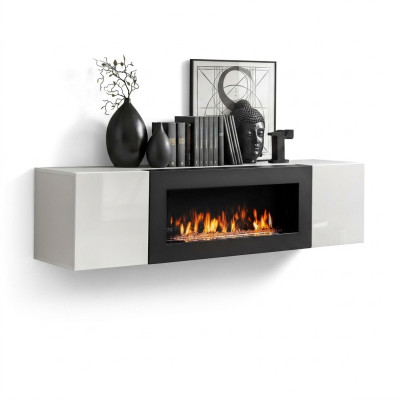 Armario de lujo empotrado con chimenea muebles de salón armario colgante diseño decoración