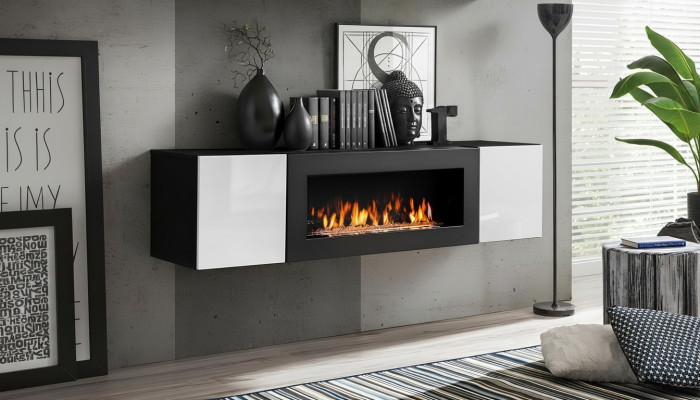 Armario empotrado con chimenea muebles de salón de lujo