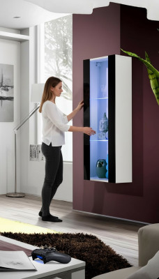 Vitrina suspendida de lujo para salón, muebles modernos de madera nueva