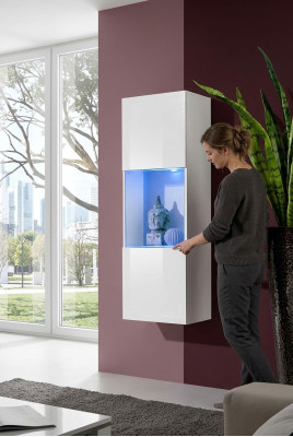 Vitrina suspendida blanca para salón decoración lujo moderno armario