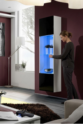 Vitrina de madera suspendida diseño moderno blanco