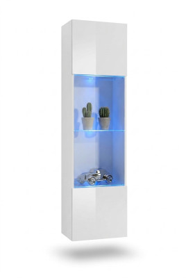 Vitrina suspendida blanca muebles decoración salón madera lujo
