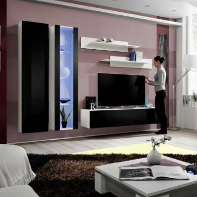 Moderna pared equipada con vitrina suspendida rtv salón armario TV soporte estantes