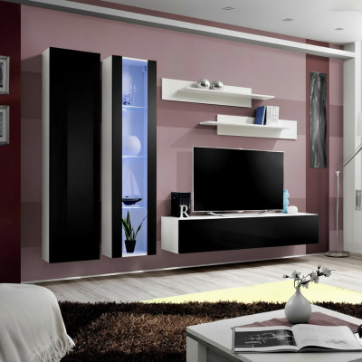 Moderna pared equipada con vitrina suspendida rtv salón armario TV soporte estantes