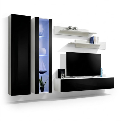 Moderna pared equipada con vitrina suspendida rtv salón armario TV soporte estantes