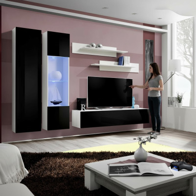 Conjunto de sala moderno de 5 piezas con soporte para TV y estante
