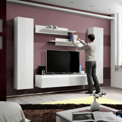 Mueble de salón Juego completo de muebles para sala de estar de 5 piezas. Estantes de pared Soporte de TV.