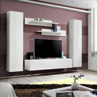 Mueble de salón Juego completo de muebles para sala de estar de 5 piezas. Estantes de pared Soporte de TV.
