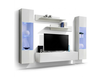 Mueble de TV moderno de madera con vitrina suspendida