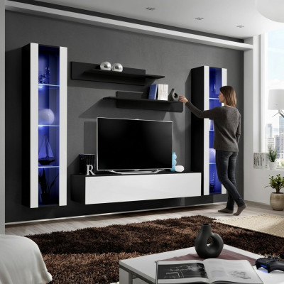 Soporte de pared para TV de diseño en madera, estantes de muebles de sala de estilo moderno