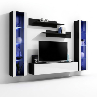 Soporte de pared para TV de diseño en madera, estantes de muebles de sala de estilo moderno