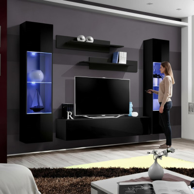 Mueble de televisión moderno con estantes de diseño de 5 piezas