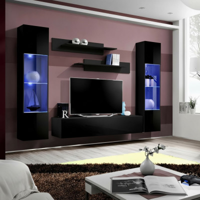 Mueble de televisión moderno con estantes de diseño de 5 piezas