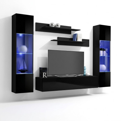 Mueble de televisión moderno con estantes de diseño de 5 piezas