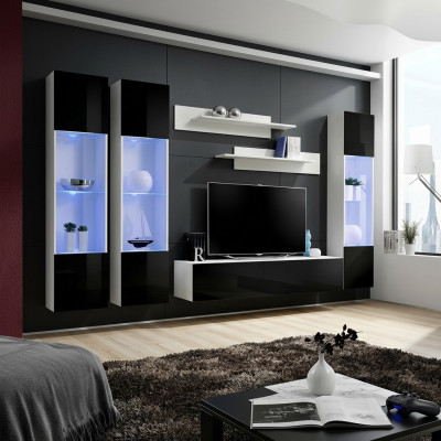 Moderna pared de salón soporte de TV armario set 6 pz estantes muebles de salón