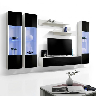 Moderna pared de salón soporte de TV armario set 6 pz estantes muebles de salón