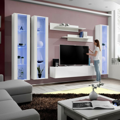 Mueble de TV de salón de madera con vitrina suspendida de diseño