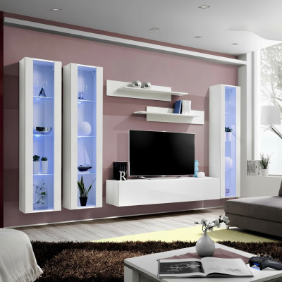 Mueble de TV de salón de madera con vitrina suspendida de diseño