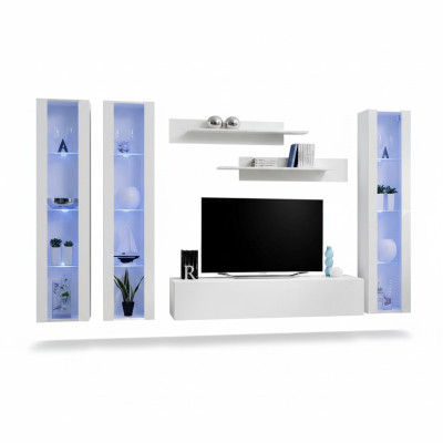 Mueble de TV de salón de madera con vitrina suspendida de diseño