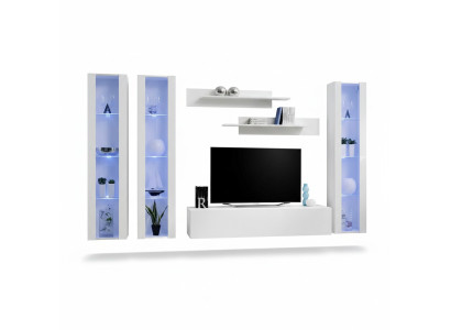 Mueble de TV de salón de madera con vitrina suspendida de diseño