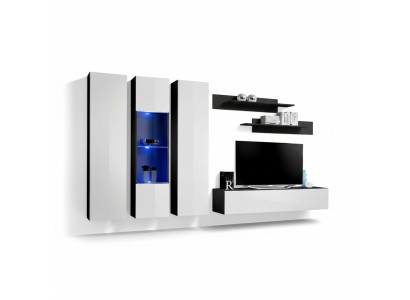 Conjunto de sala de estar de 6 piezas soporte de TV vitrina suspendida estante muebles de madera