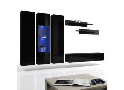 Mueble de pared Set de 6 piezas de lujo Sala de estar Soporte de TV de madera Estante de pared Armario de pared Nuevo