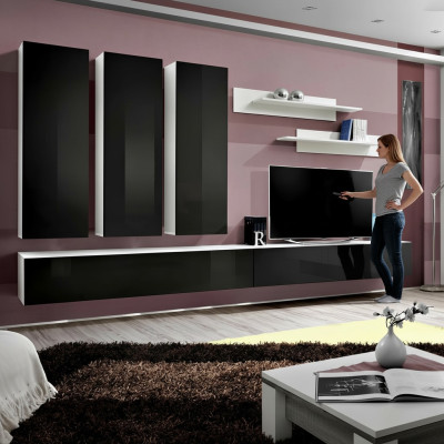 Conjunto completo sala de estar 7 piezas mueble de pared soporte de TV juego de lujo estantería de pared nuevo