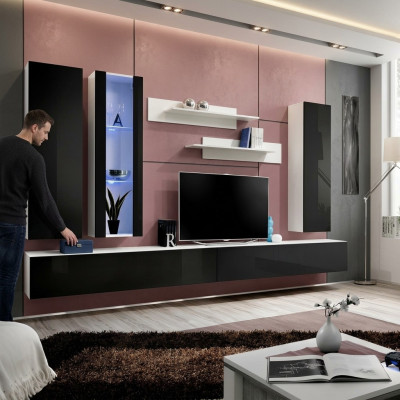 Conjunto de sala 7 piezas, lujosa pared moderna, armario diseñador nuevo, soporte para TV.