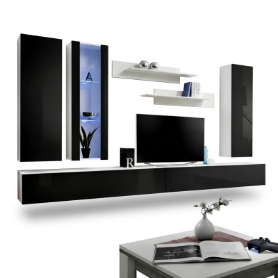 Conjunto de sala 7 piezas, lujosa pared moderna, armario diseñador nuevo, soporte para TV.