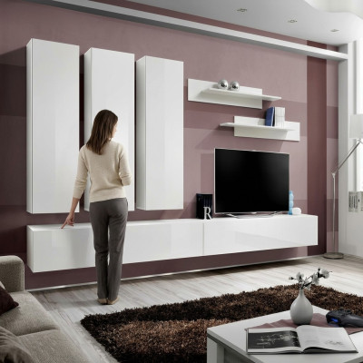 Mueble de pared completo de madera muebles de diseño de sala de estar de lujo armario de pared.