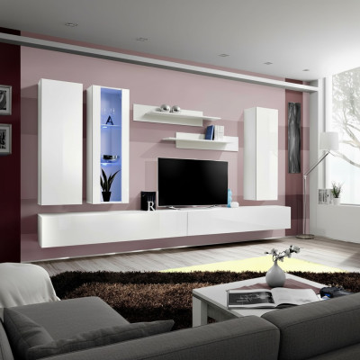 Muebles de sala de estar diseñados en blanco estante de pared TV soporte aparador moderno armario de pared.