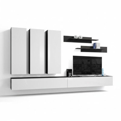 Muebles de sala de estar de lujo de diseñadora: pared para TV, soporte para TV, aparador, estantes.