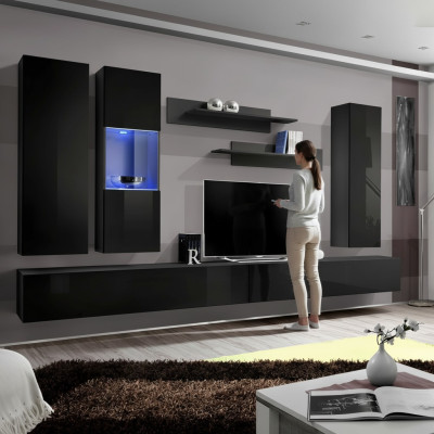 Conjunto de muebles de salón, diseño de pared para TV, mobiliario de diseño de 7 piezas.