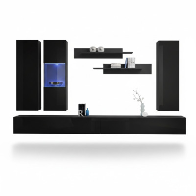Conjunto de muebles de salón, diseño de pared para TV, mobiliario de diseño de 7 piezas.