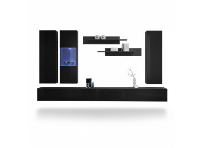 Conjunto de muebles de salón, diseño de pared para TV, mobiliario de diseño de 7 piezas.