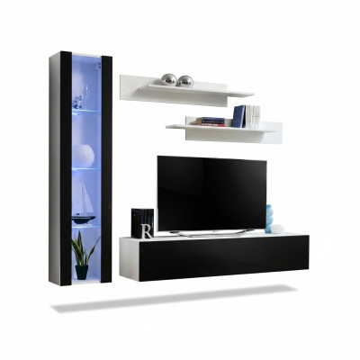 Set de lujo de 4 piezas Diseño de pared de la sala de estar Muebles de sala de estar Soporte de TV Mobiliario