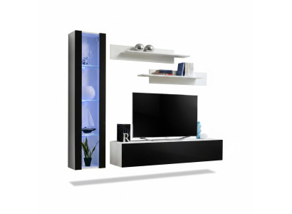Set de lujo de 4 piezas Diseño de pared de la sala de estar Muebles de sala de estar Soporte de TV Mobiliario